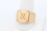 Louis Vuitton Monogram Gold Tone Signet Ring 16.3 Grams Size 10 Eb0726oxzde