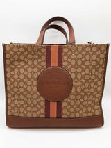 Coach Dempsey 40 Brown Signature Canvas Stripe Large Tote Bag Do1125rxde