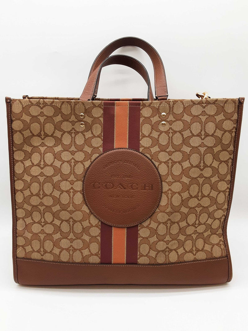 Coach Dempsey 40 Brown Signature Canvas Stripe Large Tote Bag Do1125rxde