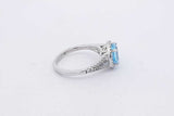 Light Blue Gemstone & Diamond Ring In 14k White Gold 2.7g Size 3.75 Eb0426oixsa