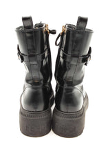 Fendi Fendigraphy Black Leather Biker Boots Size 36.5 Eb0226lxzde