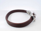 Salvatore Ferragamo Double Gancini Silver-tone & Leather Bracelet 7.5 Inch Fw0926ezdu