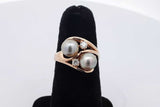 Pearl & Diamond Ring In 14k Yellow Gold 4.7 Grams Size 6.5 Eb0826wrxsa