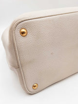 Prada Vitello Daino Tote Bag In White Leather Fw0126rzxdu