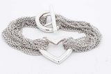 Tiffany & Co. Sterling Multistrand Mesh Heart Toggle Bracelet 6in Eb926lxzsa