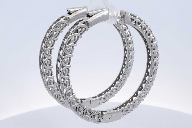 9.36ctw Diamond Inside Out Hoop Earrings 14k White Gold 23.7 Grams Eb0325rxxzsa