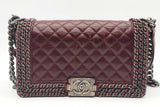 Chanel Quilted Burgundy Leather  Chain Aroung Boy Bag Eb0726lixzde