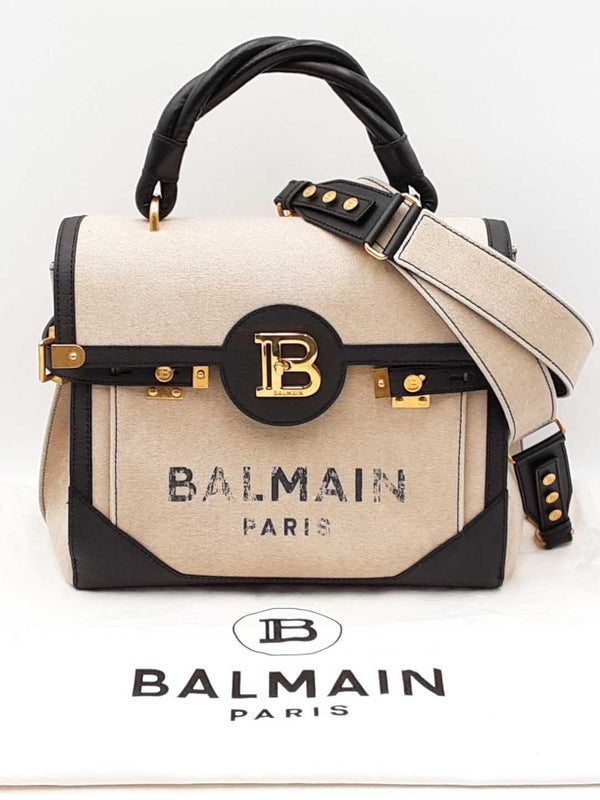 Balmain B-buzz Tote Bag In Canvas & Leather Fw0925pzxdu