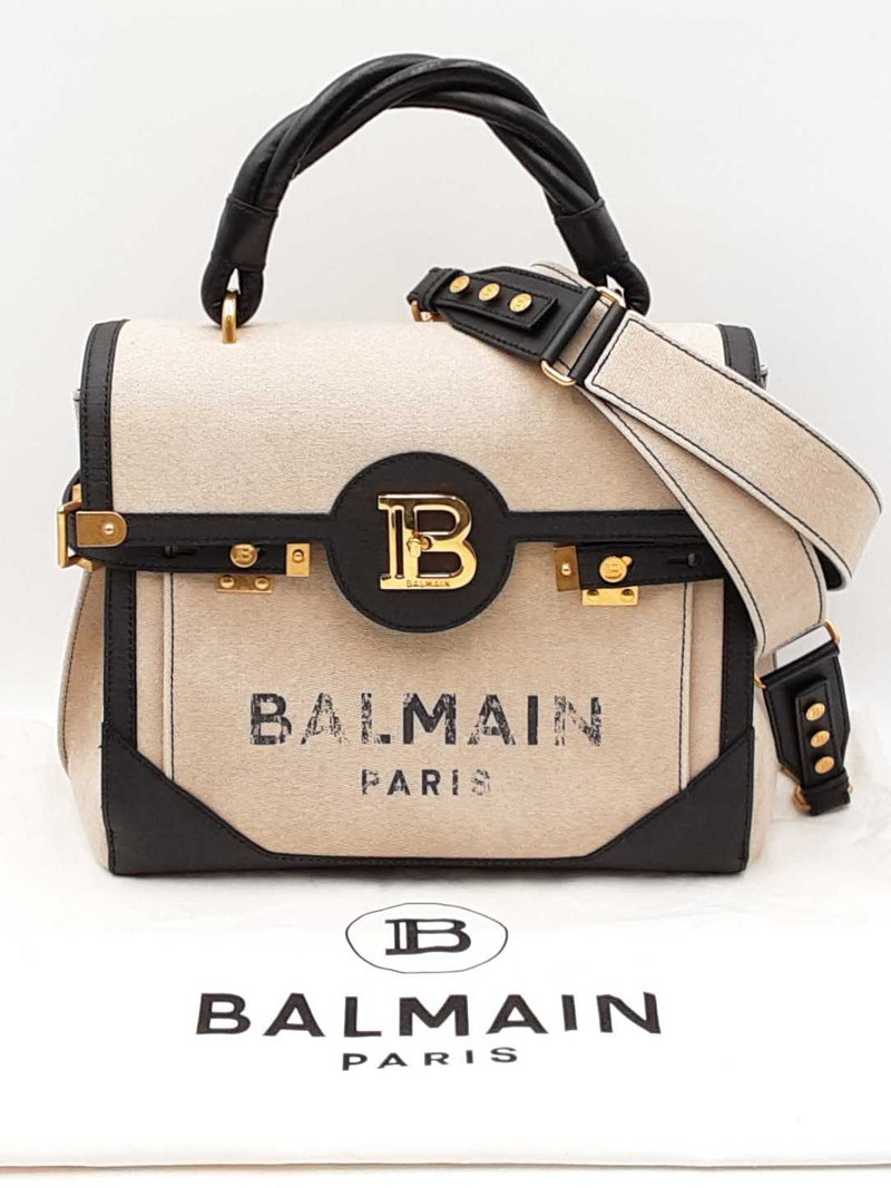 Balmain B-buzz Tote Bag In Canvas & Leather Fw0925pzxdu