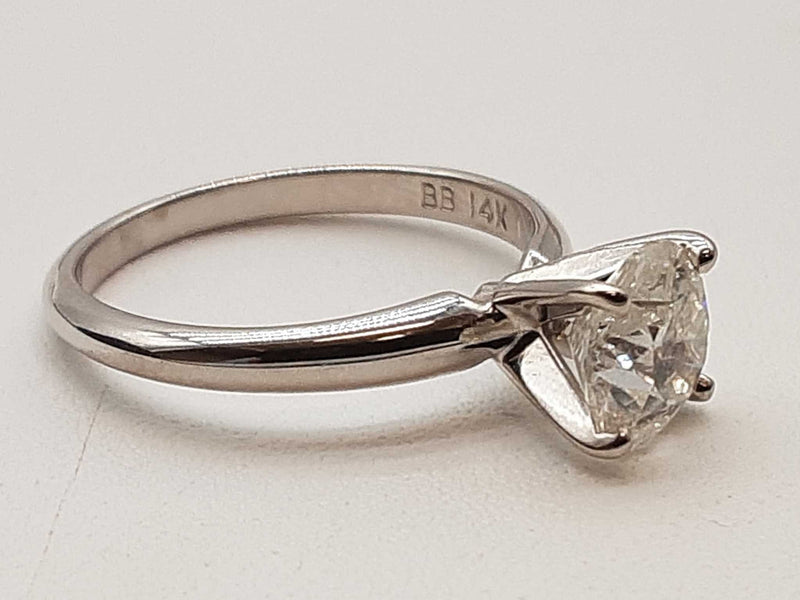 0.90 Carat Diamond 14k White Gold 2.1g Solitaire Ring Size 4.5 Do0425srxde