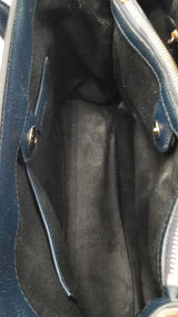 Burberry Derby Banner Medium Tote In Ink Blue Pebbled Leather Fw0926pxzdu