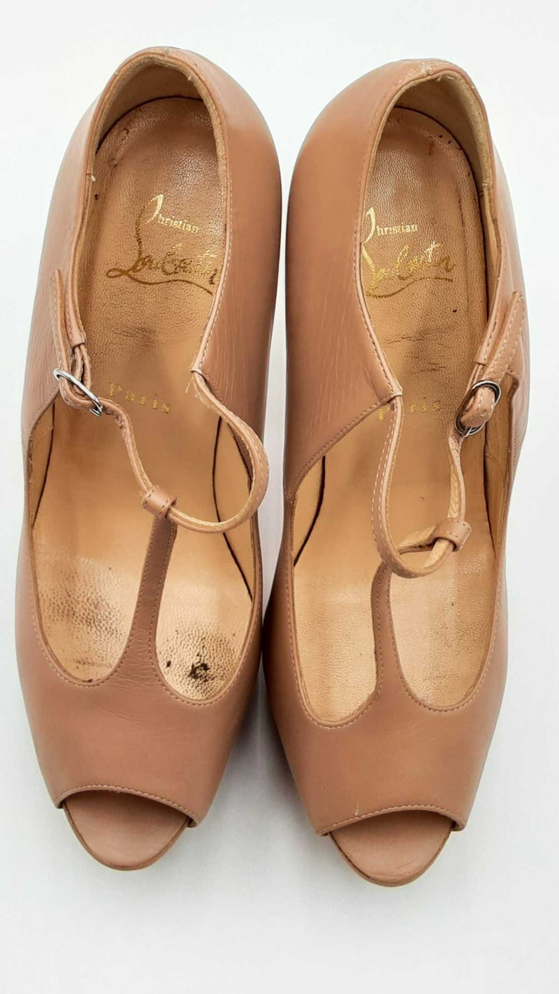 Christian Louboutin Calfskin Altapoppins 150 Beige Pumps Eb0525crdu