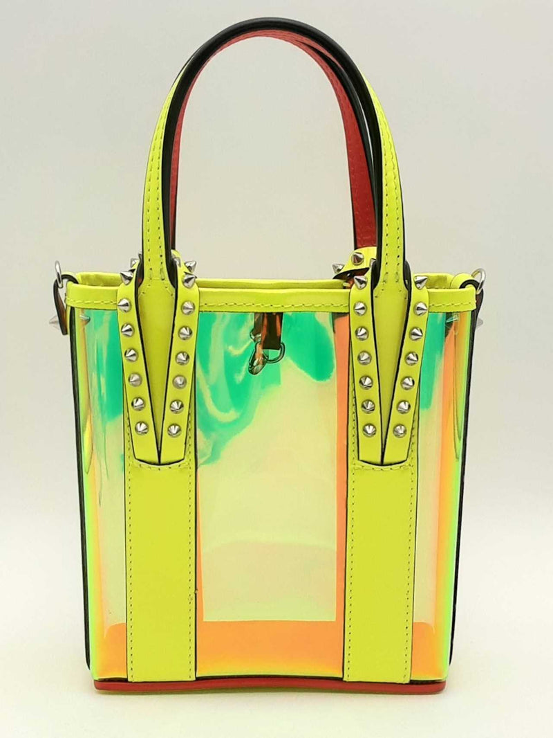 Christian Louboutin Cabata N/s Mini Neon Yellow Top Handle Bag Eb1224wxzsa