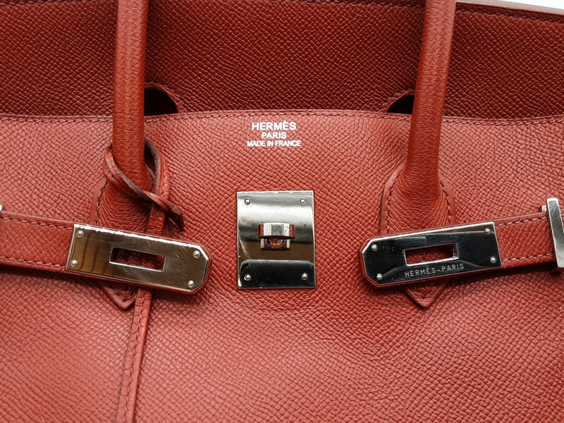 Hermes Birkin 35 Brique Red Epsom Palladium Hardware Handbag Do0825srxzde
