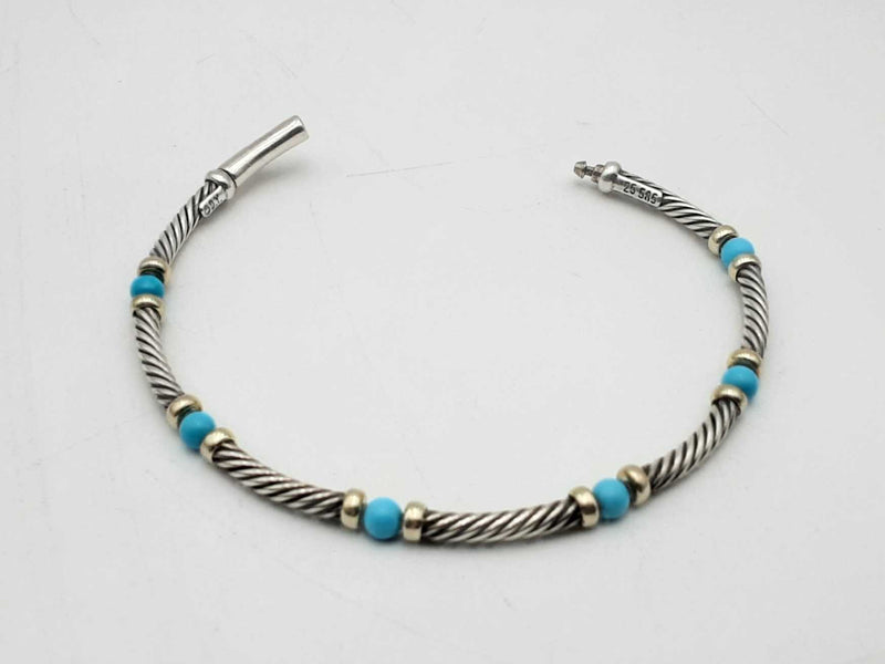 David Yurman Sterling Silver & Gold 6 Inch Bracelet Sd0325ozxsa