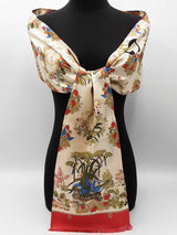 Gucci 100th Anniversary Double-sided Ivory & Red Silk Scarf Fw1225lzxdu