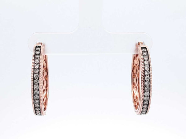 Le Vian 0.72 Cttw Diamond Hoop Earrings In 14k Rose Gold 7.9 Grams Fw0525prxdu