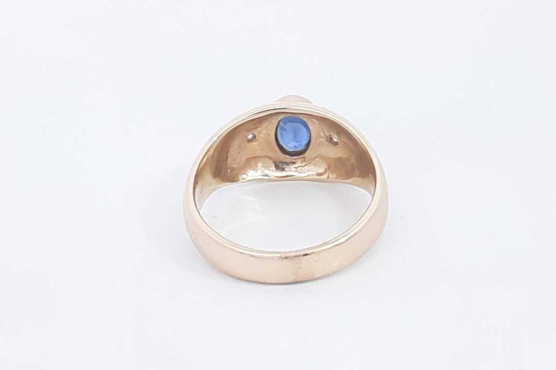 Sapphire & Diamond Ring In 14k Yellow Gold 7.5 Grams Size 9 Eb0425oirsa