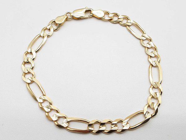 14k Yellow Gold 9.8g Figaro Chain Bracelet 7.75 In Do0225wxzde