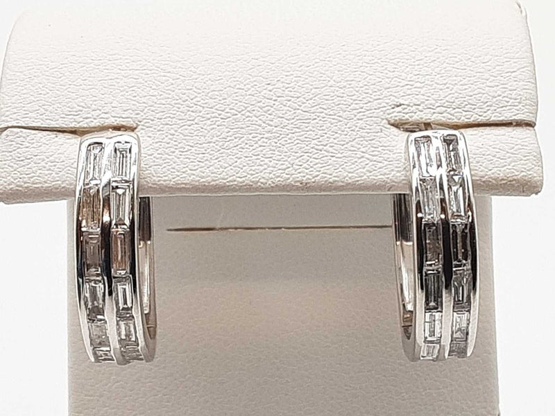 1.10 Cttw Lab Grown Diamonds 0.925 Silver 6.7g Hoop Clasp Earrings Do0525lrde