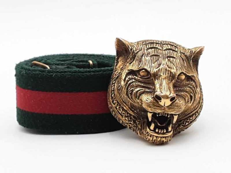 Gucci Web Feline Buckle Green Belt Size 38 Aa0726lzxsa – Max Pawn