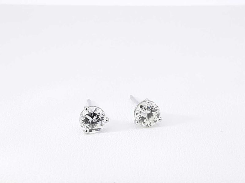 1.0 Ctw Diamond & 14k White Gold Solitaire Stud Earrings 0.7 Grams Fw0225crzdu