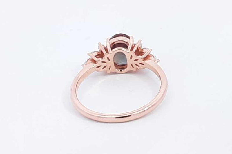 14k Rose Gold Gemstone & Cubic Zirconia Ring 2.6 Grams Size 6 Eb0125exsa