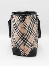 Burberry Blue Label Tote Bag In Nova Check Canvas & Brown Leather Fw0326orzdu
