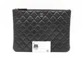 Chanel Medium Cosmetic Pouch In Iridescent Black Caviar Leather Fw1125prxdu