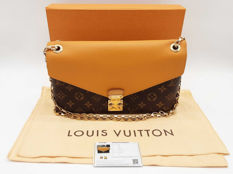 Louis Vuitton Pallas Saffron Yellow Leather Monogram Shoulder Bag Do0625llxzde