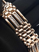 1.80 Cttw Diamond & 14k Gold Alternating Link Bracelet 48g 8.5 Inch Fworzxdu