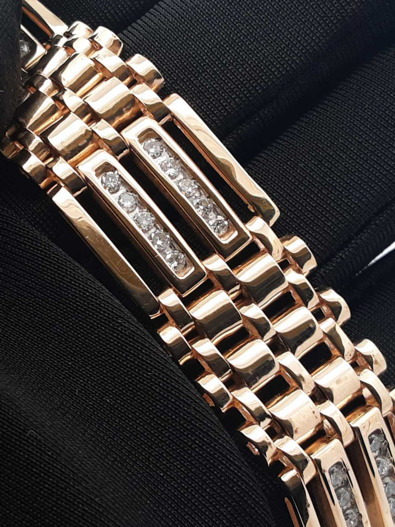 1.80 Cttw Diamond & 14k Gold Alternating Link Bracelet 48g 8.5 Inch Fworzxdu