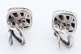 David Yurman Albion 925 Sterling Silver & 18k Yellow Gold Garnet Omega Back Earrings 17.8 Grams Eb1225lxzde