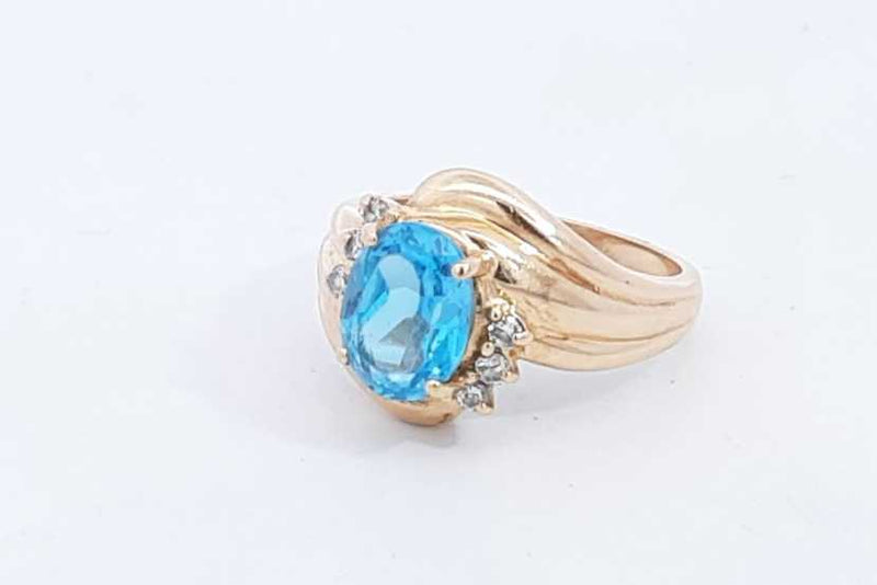 Blue Gemstone Ring In 14k Yellow Gold 5.2 Grams Size 6.5 Eb0824lrxsa