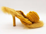 Burberry Yellow Rose Velvet Fur Trim Heels Size It 41 Do0525lxzde