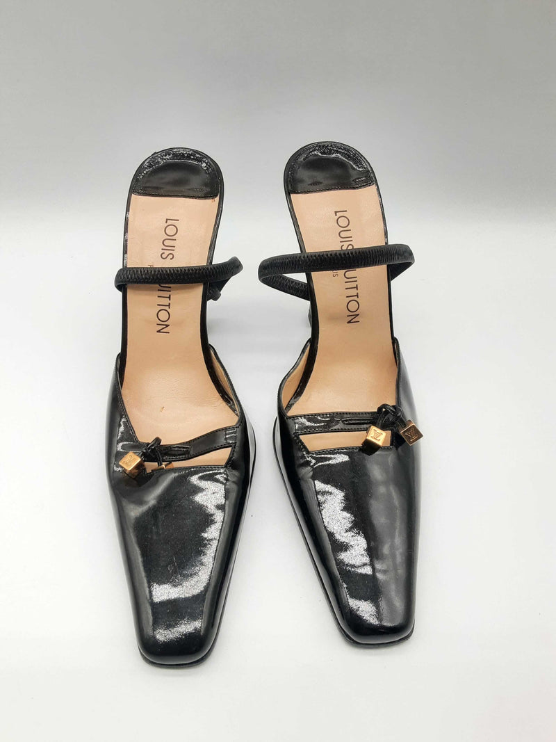 Louis Vuitton Black Patent Leather Strap Pump Heels Size Eu 38 Do0424loxde