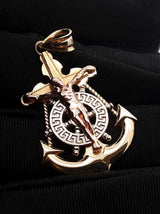 10k Tri-tone Gold Mariner Anchor Crucifix Pendant 3 Grams Fw0726lcxdu