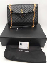 Yves Saint Laurent Envelope Quilted Black Leather Shoulder Bag Eb1225lxxzde