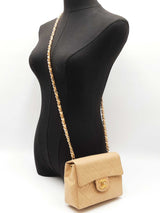 Chanel Classic Mini Square Flap Bag In Tan Diamond-quilted Leather Fw1225lxzxdu