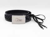 Christian Dior Admit It Corset Belt In Braid-laced Black Leather Fw1225lrzdu