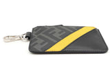 Fendi Ff Diagonal Black & Yellow Stripe Coin Pouch Keychain Wallet Eb0826crde