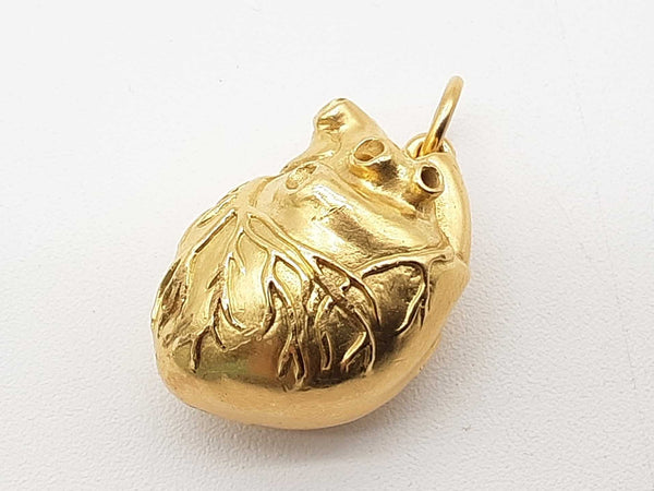 18k Yellow Gold 24.2g Anatomically Accurate Heart Pendant Do0525cxzde