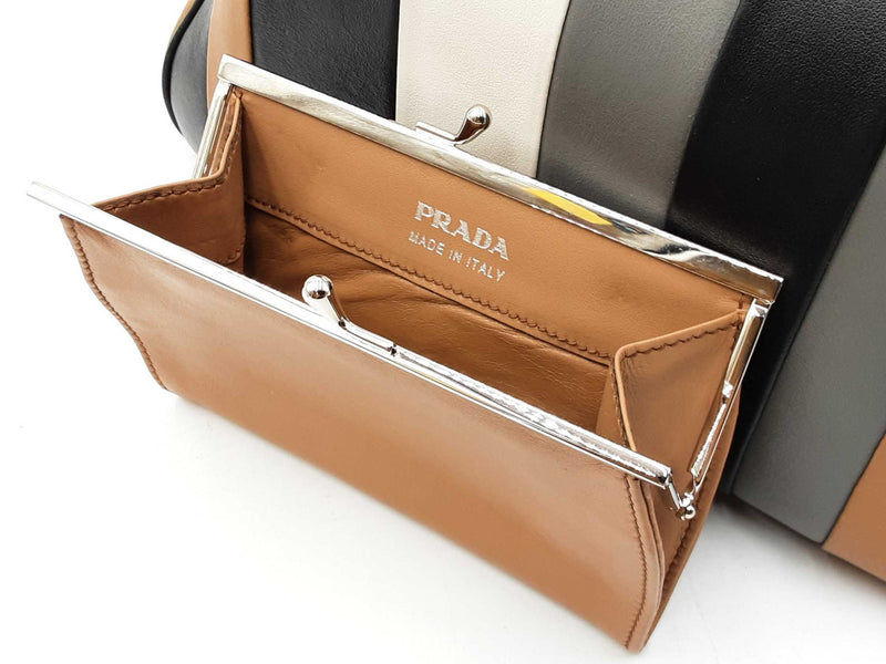 Prada Baiadera Frame Satchel Bag In Multicolor Striped Leather Fw0725wxzdu