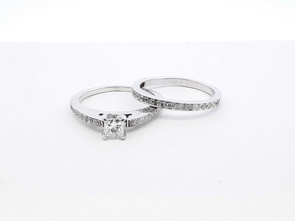 0.71 Cttw Diamond & 14k White Gold Bridal Set 5.4 Grams Size 8 Fw0725wrxdu