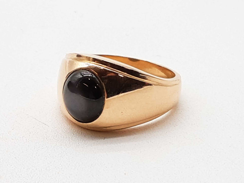 14k Yellow Gold 14.6g Synthetic Black Star Sapphire Ring Size 10 Do1024prxde