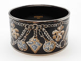 Hermes Black Tresors Retrouves Enamel Metal 125.0g Bangle Bracelet 8.25 In Do0525pxzde
