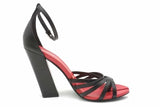 Burberry Hove Black & Red Leather Thong Ankle Strap Heels Size 39 Eb0926crsa