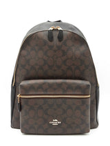 Coach Large Charlie Backpack In Signature Coated Canvas & Black Leather Fw0326cxdu
