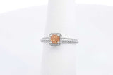 0.51ctw Yellow Orange Center Diamond Ring 18k White Gold Size 5.5 Eb1224rxxzsa