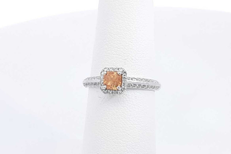 0.51ctw Yellow Orange Center Diamond Ring 18k White Gold Size 5.5 Eb1224rxxzsa